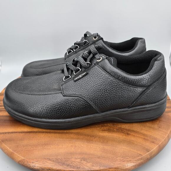 Orthofeet Shoes Mens 11 2E Wide Black Leather Comfort Orthopedic Walking Sneaker
